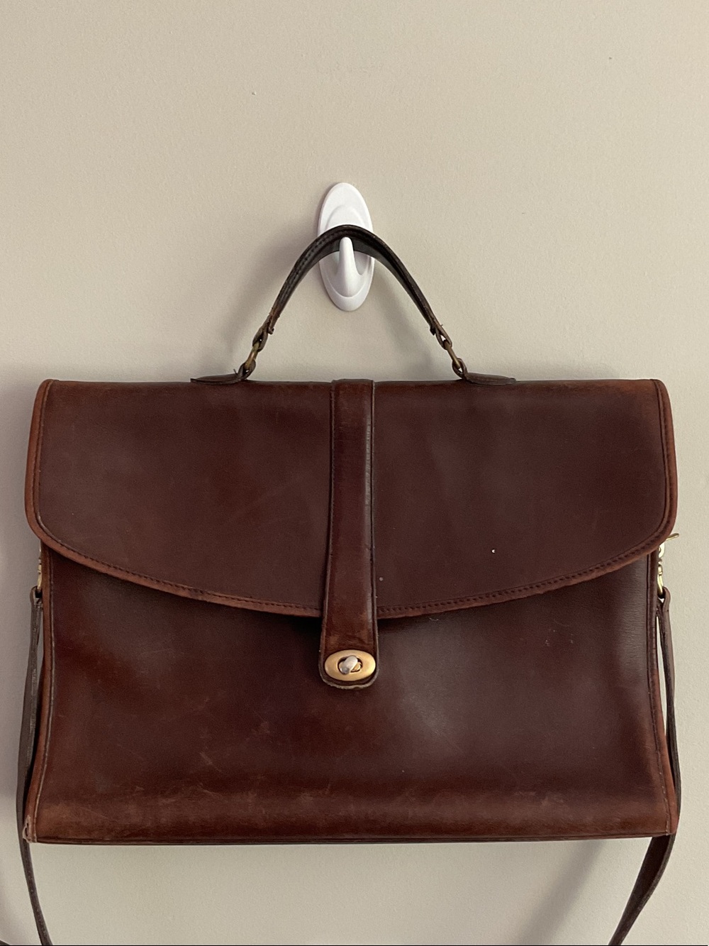 Vintage Coach Brown Leather Flap Crossbody Messenger Bag USA Made